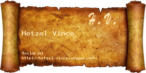 Hetzel Vince névjegykártya